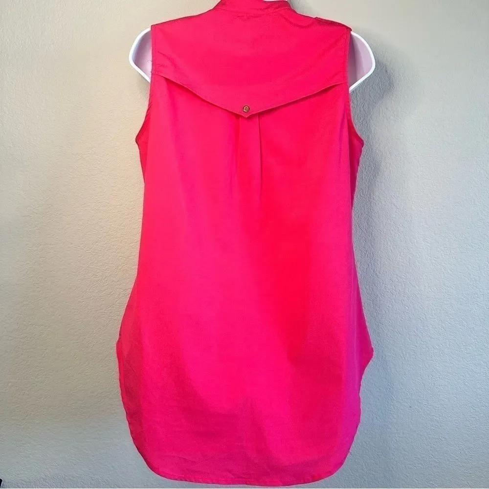 Sleeveless Button Blouse Hot Pink